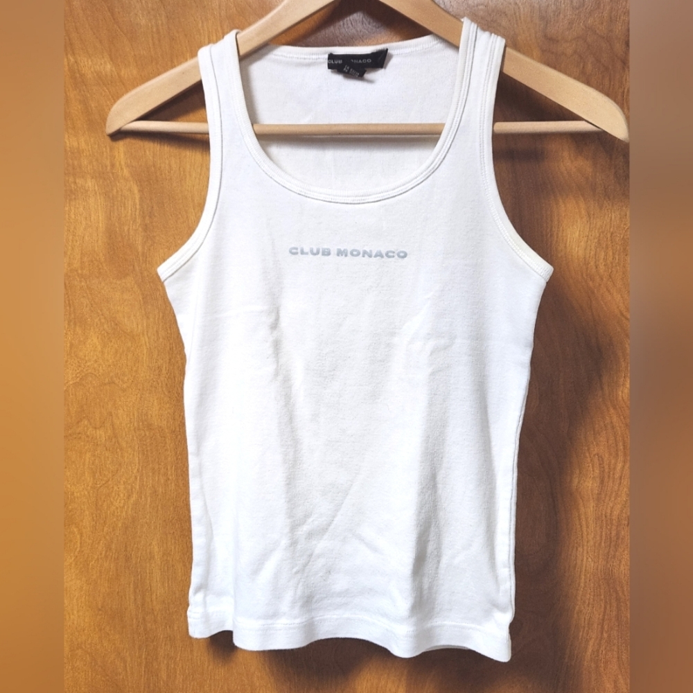 Club Monaco White Cotton Logo Tank Top XS